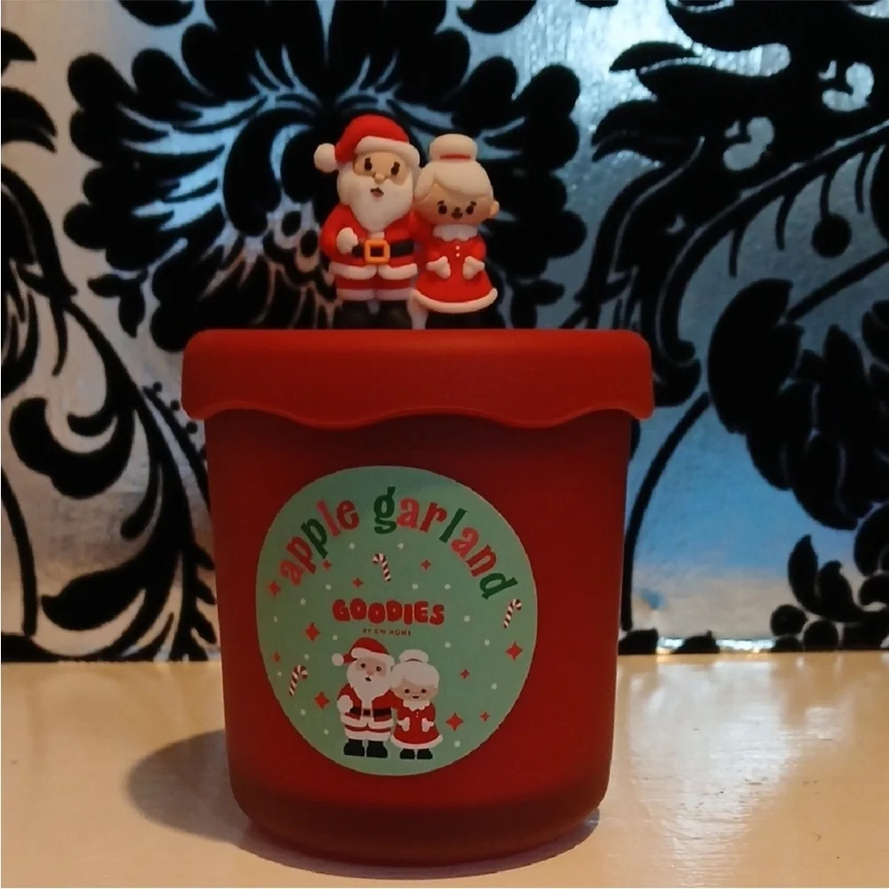 Christmas Holiday Red Apple Garland Candle with Santa Decor